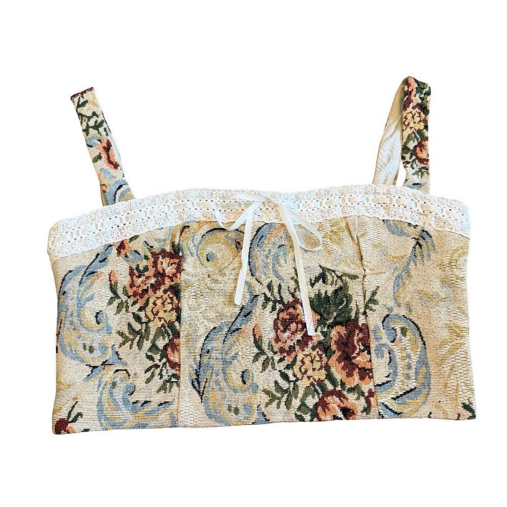 Princess Polly Jacquard Floral Lace Crop Top Shirt Corset Renaissance Size 4 NWT
